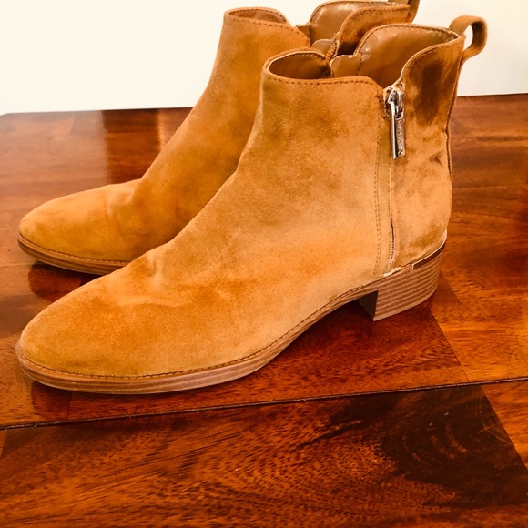 Calvin Klein Boots Dhara Brown Logo Buckle Ankle Booties Faux Suede I bought new - Picture 11 of 12